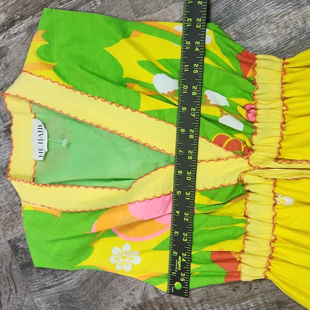 Mr Hank Dress Vibrant Floral Maxi mod v neck sleeveless vintage 1960 70's m l - Picture 8 of 16
